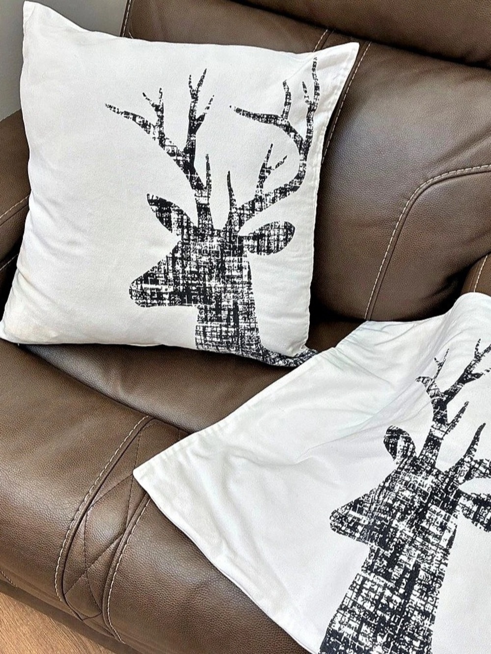 Deer Graphic Accent Pillow Covers in White & Black